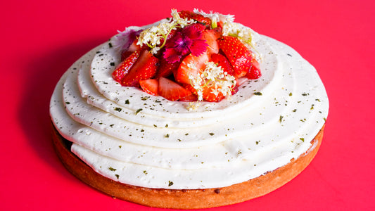 Strawberry tart, almond cream and whipped ganache Nori