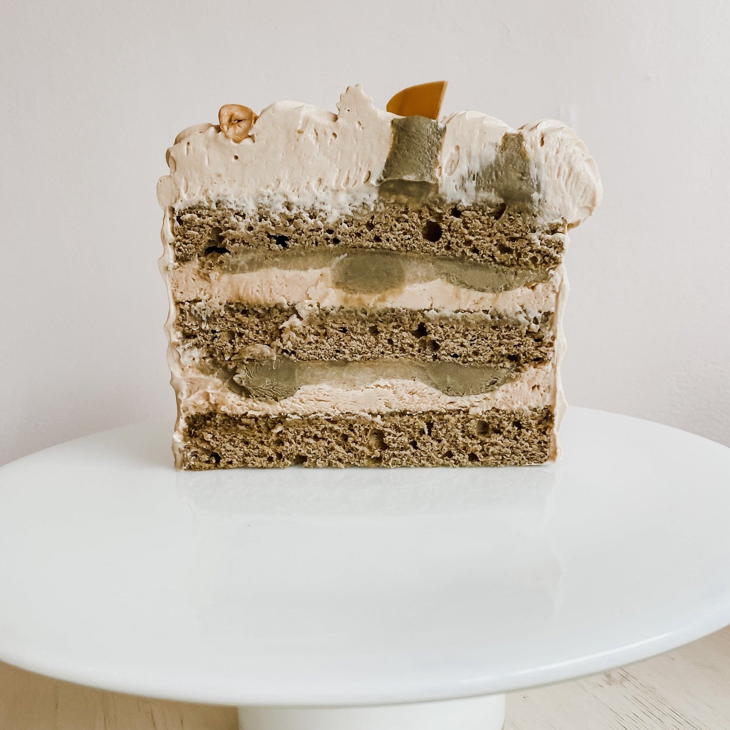 October 2025 Workshop - Hojicha, pear, and hazelnut layered cake