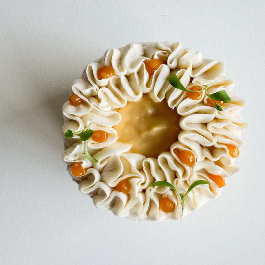 Vegan olive oil and passion fruit cake