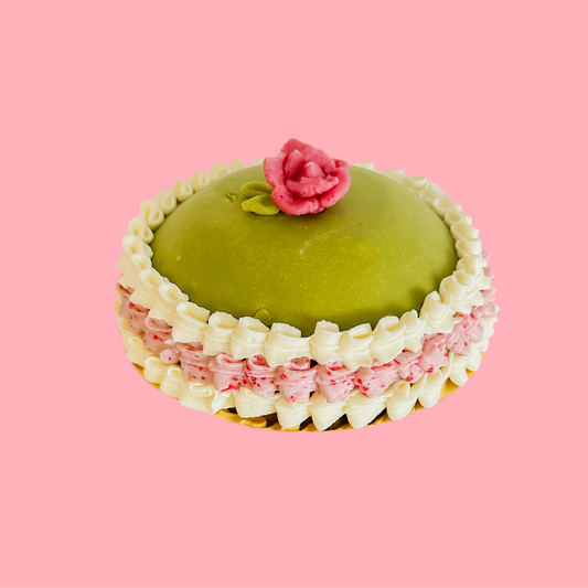 Gâteau Princess Matcha, framboise et mascarpone